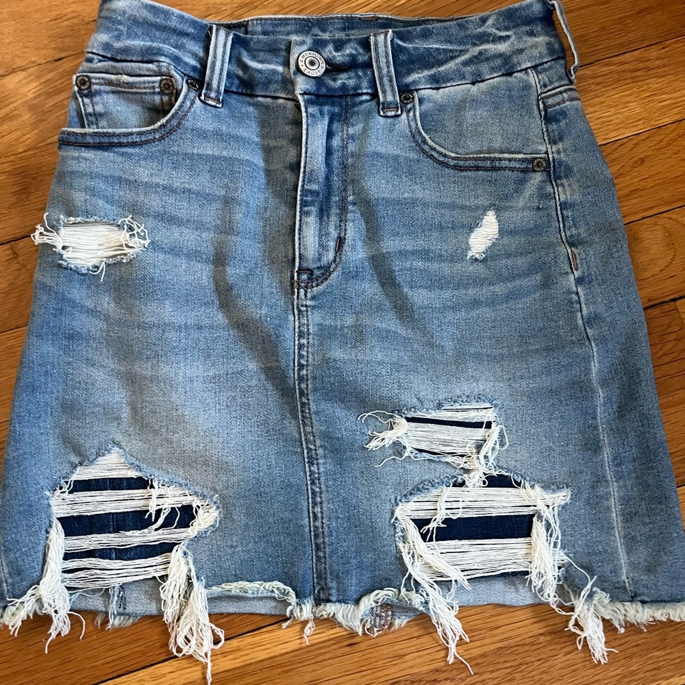 Worn once, size 0, mini denim skirt